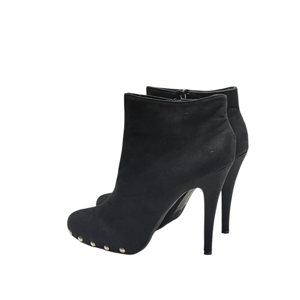Black‎ Suede Pazzo Play Stiletto Ankle Booties With Silver Studs  Size 9.5